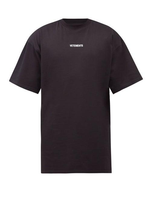 Mens Rtw Vetements - Logo-print Cotton-jersey T-shirt - Mens - Black