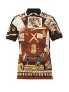 Matchesfashion.com Dolce & Gabbana - Illustrative-print Cotton-piqu Polo Shirt - Mens - Red Multi