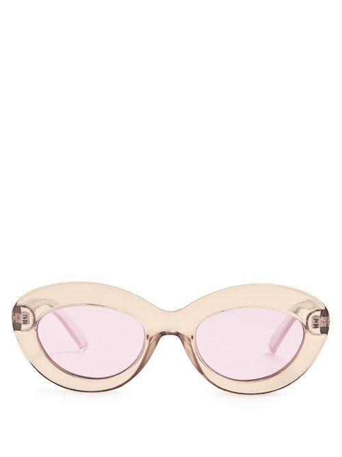 Matchesfashion.com Le Specs - Fluxus Oval Cat Eye Acetate Sunglasses - Womens - Clear