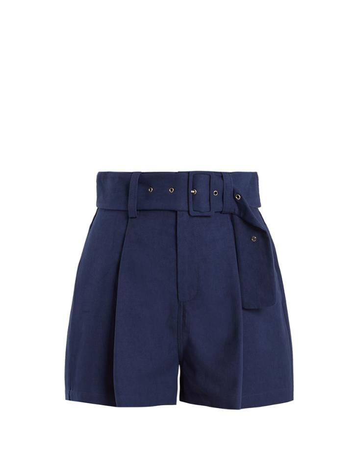 Sea Pleated-front Cotton-blend Canvas Shorts
