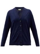 Matchesfashion.com Fendi - Ff-monogram Jacquard Cotton-blend Cardigan - Womens - Blue