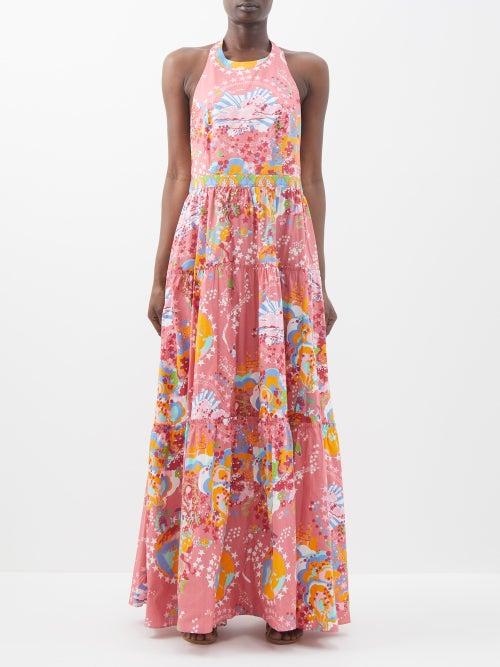 Emporio Sirenuse - Isotta Caliph's Dream-print Cotton-voile Dress - Womens - Pink Print