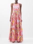 Emporio Sirenuse - Isotta Caliph's Dream-print Cotton-voile Dress - Womens - Pink Print