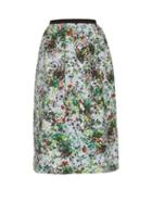 Erdem Lizzie Field Flower-print Gathered-waist Skirt