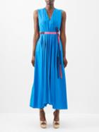Roksanda - Alenya Belted Cotton-poplin Dress - Womens - Blue