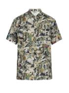 Matchesfashion.com Lanvin - Printed Short Sleeved Poplin Shirt - Mens - Khaki
