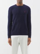Polo Ralph Lauren - Logo-embroidered Cable-knit Wool-blend Sweater - Mens - Navy