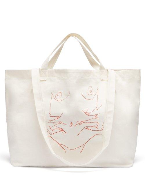 Matchesfashion.com Hillier Bartley - Luella Sketch Canvas Tote - Womens - Cream