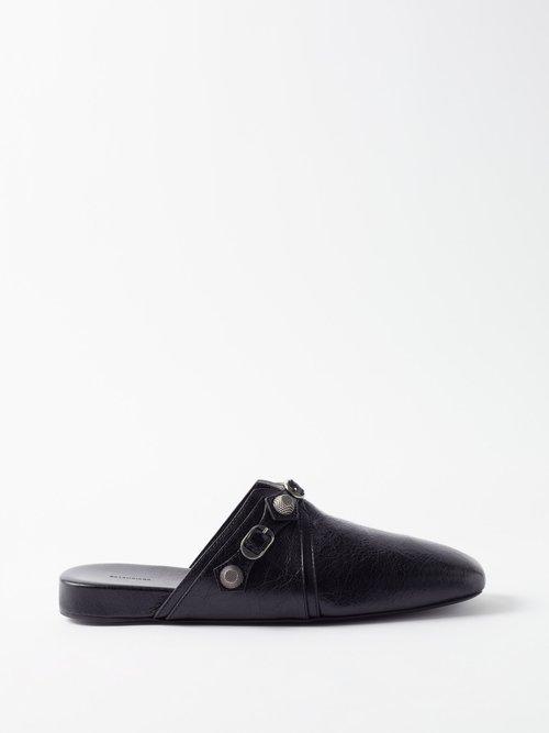 Balenciaga - Cosy Cagole Backless Leather Loafers - Mens - Black