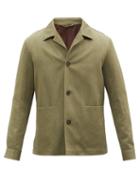 Ermenegildo Zegna - Cuban-collar Cotton-blend Twill Overshirt - Mens - Khaki