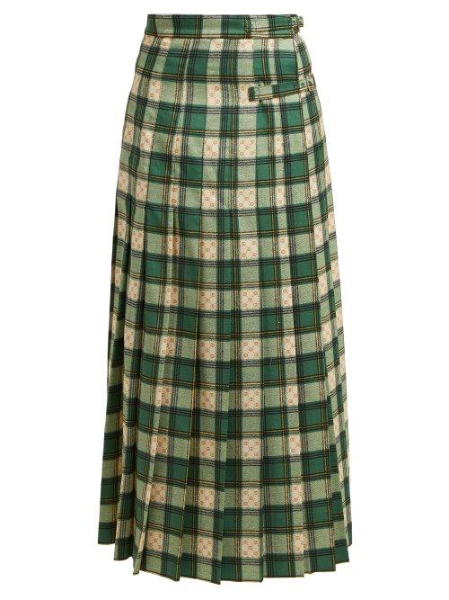 Matchesfashion.com Gucci - Gg Tartan Wool Maxi Skirt - Womens - Green Multi