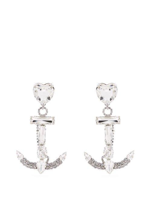 Matchesfashion.com Alessandra Rich - Crystal Embellished Anchor Earrings - Womens - Crystal