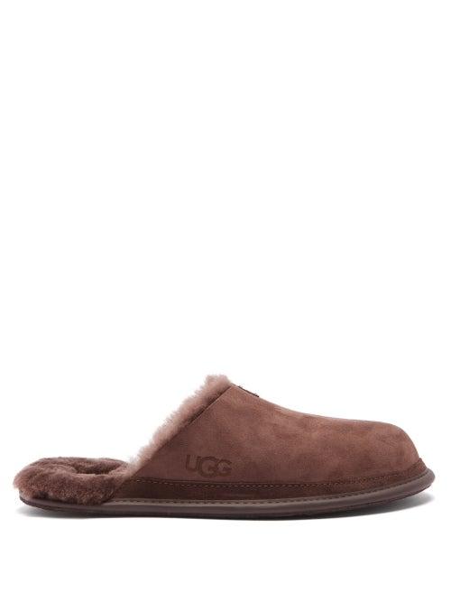 Ugg - Hyde Shearling-lined Suede Slippers - Mens - Dark Brown