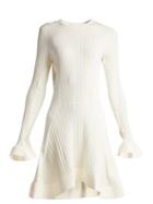 Matchesfashion.com Esteban Cortzar - Rib Knit Fluted Midi Dress - Womens - Ivory
