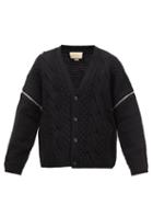 Gucci - Detachable-sleeve Cable-knit Wool Cardigan - Mens - Black