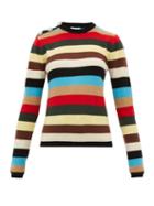Matchesfashion.com Ganni - Crystal Button Stripe Cashmere Sweater - Womens - Multi