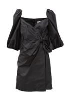 Matchesfashion.com Redvalentino - Bow-embellished Faille Moir Mini Dress - Womens - Black