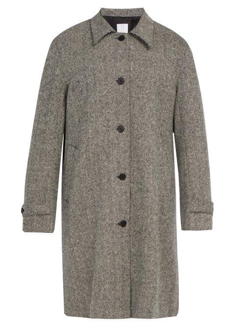 Matchesfashion.com Deveaux - Single Breasted Herringbone Wool Coat - Mens - Black White