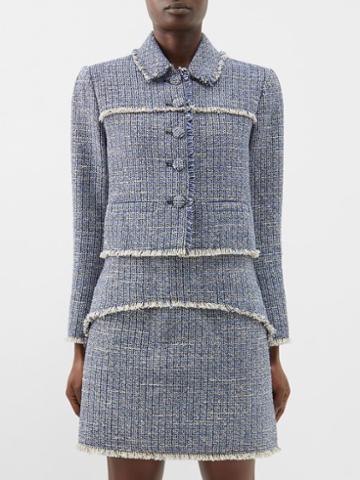 Proenza Schouler White Label - Cropped Tweed Jacket - Womens - Blue