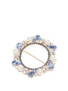 Matchesfashion.com Erdem - Crystal And Faux-pearl Brooch - Womens - Blue