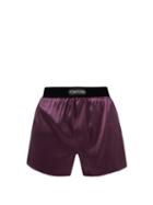 Tom Ford - Logo-patch Silk-blend Boxer Shorts - Mens - Purple