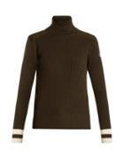 Matchesfashion.com Moncler - Contrast Cuff Roll Neck Wool Sweater - Womens - Khaki