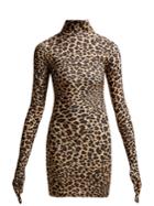 Vetements Leopard-print Glove-sleeved Jersey Dress