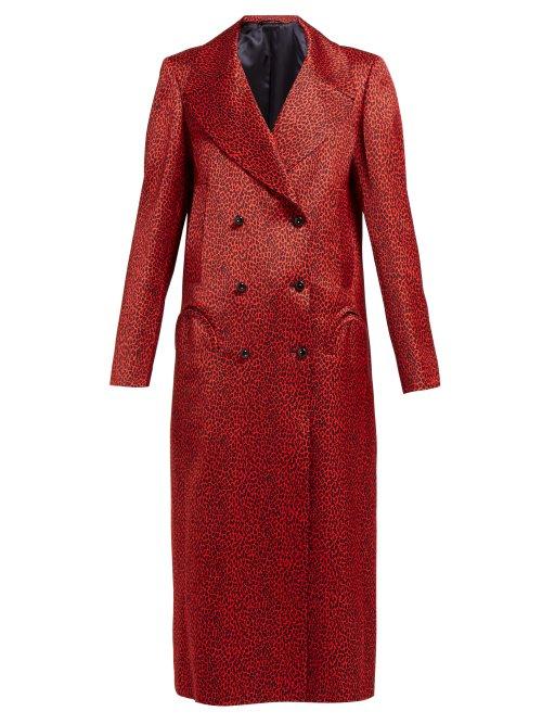 Matchesfashion.com Blaz Milano - Billy Double Breasted Leopard Print Satin Coat - Womens - Red