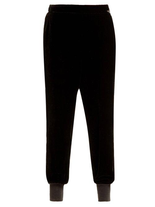 Matchesfashion.com Stella Mccartney - Julia Velvet And Lace Track Pants - Womens - Black