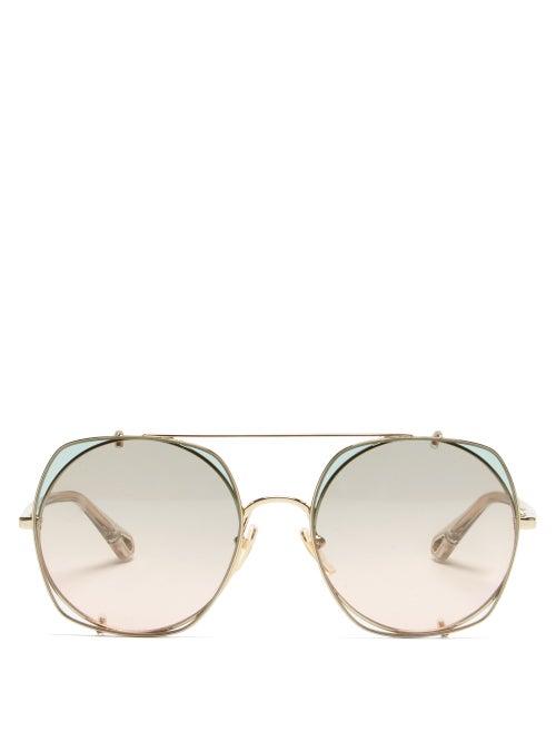 Matchesfashion.com Chlo - Demi Clip-on Lens Sunglasses - Womens - Gold