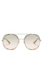 Matchesfashion.com Chlo - Demi Clip-on Lens Sunglasses - Womens - Gold