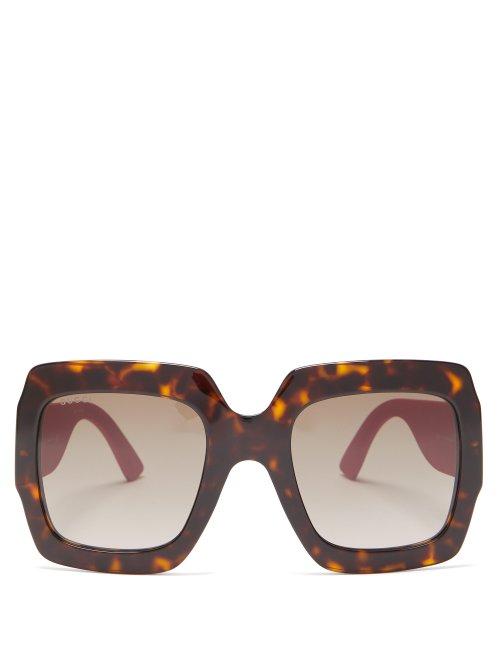Matchesfashion.com Gucci - Oversized Glitter Arm Acetate Sunglasses - Womens - Pink Multi