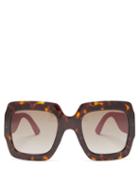 Matchesfashion.com Gucci - Oversized Glitter Arm Acetate Sunglasses - Womens - Pink Multi
