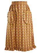 Matchesfashion.com Batsheva - Wave Print Ruffled Cotton Skirt - Womens - Tan Multi