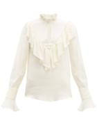 Matchesfashion.com See By Chlo - Ruffled Crepe De Chine Blouse - Womens - Ivory