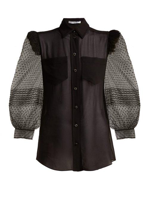 Matchesfashion.com Givenchy - Polka Dot Silk Blouse - Womens - Black