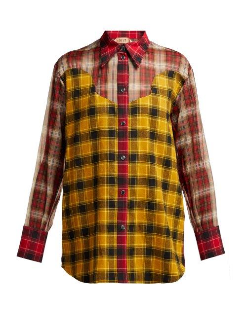 Matchesfashion.com No. 21 - Checked Silk Insert Cotton Shirt - Womens - Red Multi