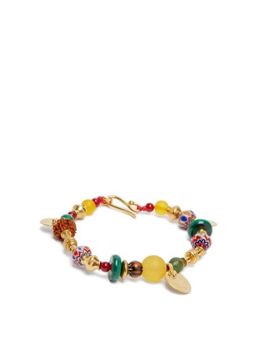 Matchesfashion.com Katerina Makriyianni - Beaded 24kt Gold-plated Sterling-silver Bracelet - Womens - Multi