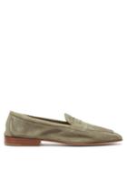 Mens Shoes Edward Green - Polperro Leather-trimmed Suede Penny Loafers - Mens - Green