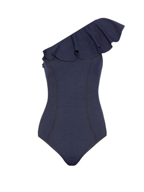 Lisa Marie Fernandez Arden Flounce Denim Swimsuit