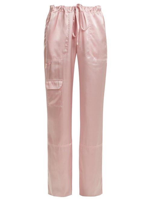 Matchesfashion.com Marques'almeida - Straight Leg Silk Satin Trousers - Womens - Light Pink