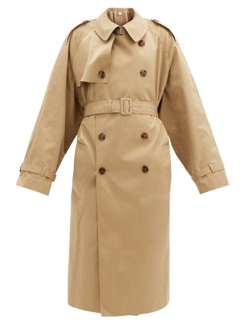 Matchesfashion.com Vetements - Logo-patch Gabardine Trench Coat - Womens - Beige