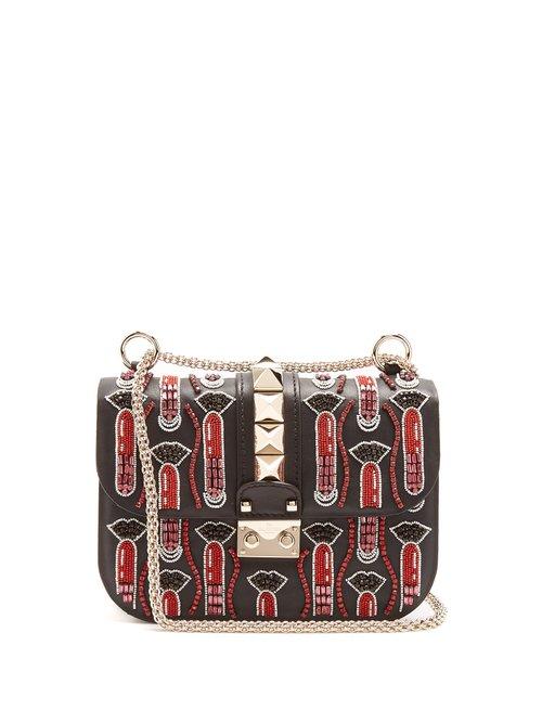 Matchesfashion.com Valentino - X Zandra Rhodes Lock Small Leather Shoulder Bag - Womens - Black Multi