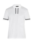 Matchesfashion.com Versace - Logo Print Tape Cotton Piqu Polo Shirt - Mens - White