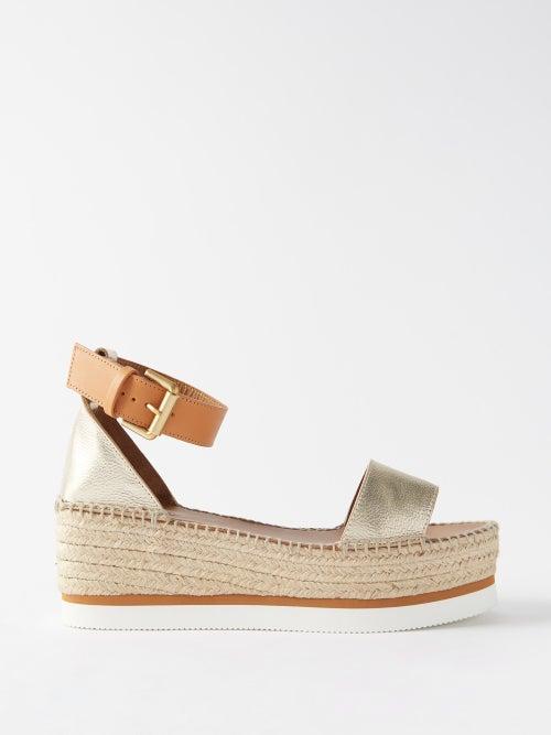 See By Chlo - Glyn Metallic-leather Platform Espadrilles - Womens - Gold