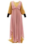 Matchesfashion.com Gucci - Layered Pleated Habotai And Silk-chiffon Gown - Womens - Purple Multi