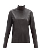 Matchesfashion.com Joseph - Bibo High-neck Leather Top - Womens - Black