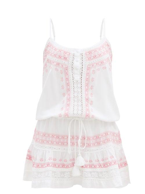 Matchesfashion.com Melissa Odabash - Karen Embroidered Eyelet-lace Mini Dress - Womens - Pink White