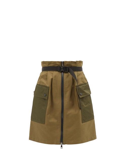 Moncler - Cargo-pocket Belted Cotton-blend Gabardine Skirt - Womens - Khaki