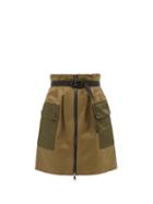 Moncler - Cargo-pocket Belted Cotton-blend Gabardine Skirt - Womens - Khaki